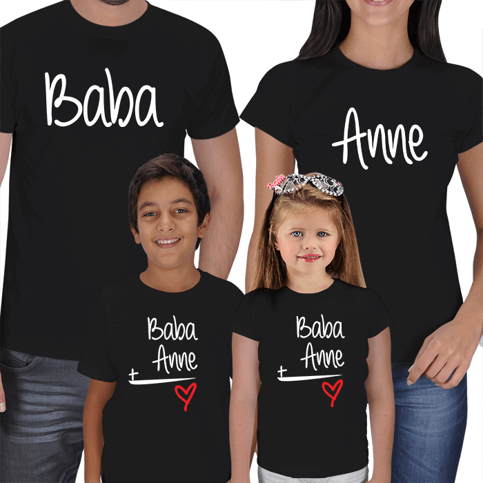 Anne Baba Erkek Çocuk 4lü Kombin Tişörtler 668